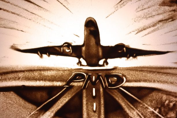 Sandbild eines Passagierflugzeugs