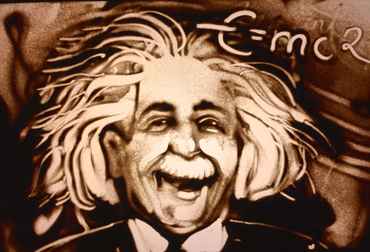 Sandbild von Albert Einstein